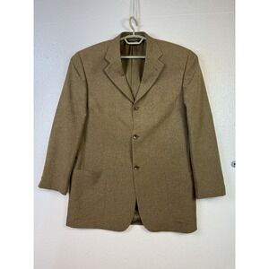 VTG Baracuta Soft Men Sz 44L Manhattan Blazer Jacket Brown Twill Three Button